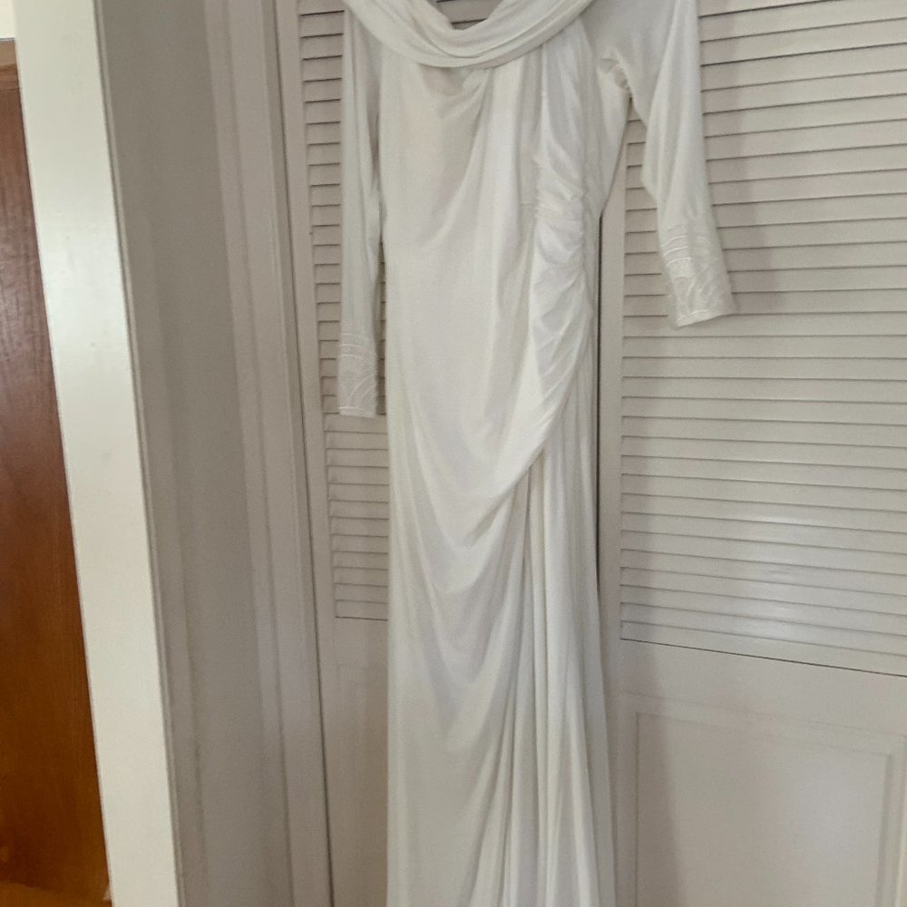 Mac Duggal Long Formal Gown with Trail  Off white Size 12